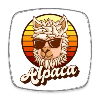 Retro Alpaca Huacaya Pako Llama Alpaca Breeder - Square fridge magnet - white - Front