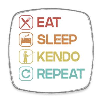 Eat Sleep Kendo Repeat Kenjutsu Kata Shinai - Square fridge magnet - white - Front