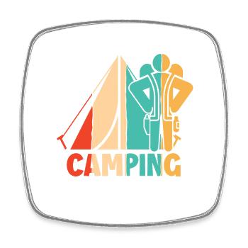 Retro Campingplatz Zelten Glamping Camper Camping - Viereckiger Kühlschrankmagnet - Weiß - Vorne