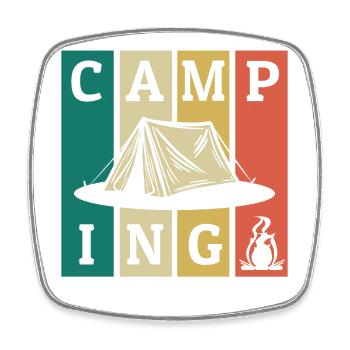 Camping Retro Strips Zelten Glamping Campingplatz - Viereckiger Kühlschrankmagnet - Weiß - Vorne