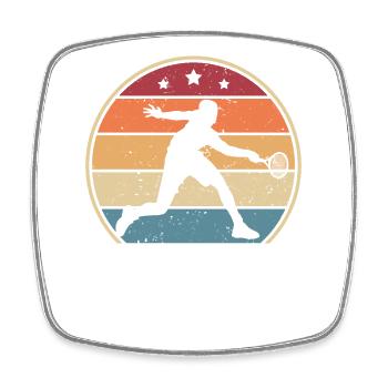 Retro Tennis Player Tennis Racket Tennis Coach - Square fridge magnet - white - Front