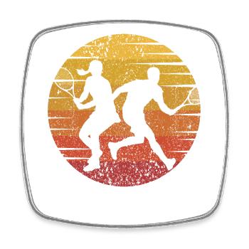 Retro Tennis Coach Tennis Player Tennis Racket - Square fridge magnet - white - Front