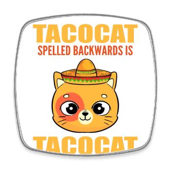 Tacocat Spelled Backwards Miezekatze Kätzchen - Viereckiger Kühlschrankmagnet - Weiß - Vorne