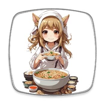 Kemonomimi Girl Ramen Anime Manga Liebhaber - Viereckiger Kühlschrankmagnet - Weiß - Vorne