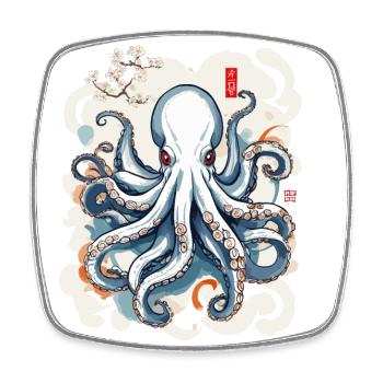 Vintage Japon Kraken Ukiyo-E Marine esthétique - Magnet carré - blanc - Devant