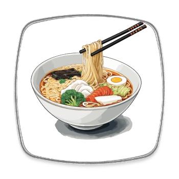 Japanische Ramen Nudelsuppe Aesthetic Design - Viereckiger Kühlschrankmagnet - Weiß - Vorne
