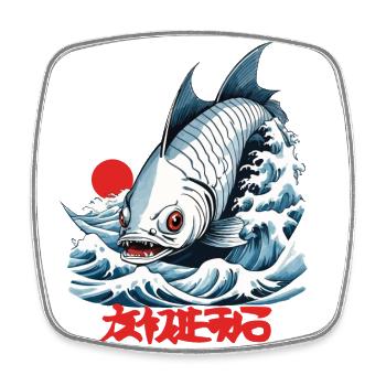 Ukiyo-E Fisch Fischer Angler Japan Kunstwerk - Viereckiger Kühlschrankmagnet - Weiß - Vorne