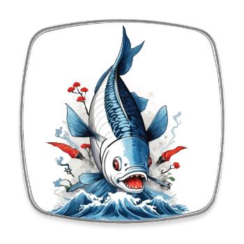 Ukiyo-E Fisch Angler und Fisch Japan Illustration - Viereckiger Kühlschrankmagnet - Weiß - Vorne