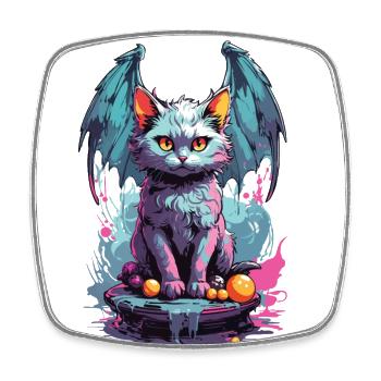 Pastell Goth Katze Dunkle Magie und Miau - Viereckiger Kühlschrankmagnet - Weiß - Vorne