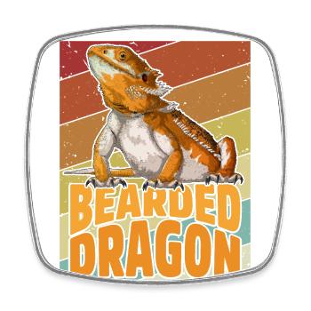 Rétro Barbu Dragon Pogona Lézard Propriétaire d’animaux de compagnie - Magnet carré - blanc - Devant