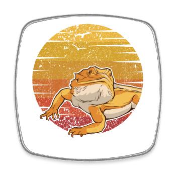 Rétro Pogona lézard propriétaire d’animaux de compagnie dragon barbu - Magnet carré - blanc - Devant