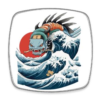 See Drache Ukiyo-E Japan Vintage Aesthetic - Viereckiger Kühlschrankmagnet - Weiß - Vorne