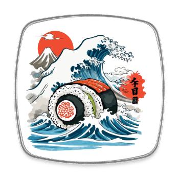 Rouleau de sushi japonais Vintage Ukiyo-E Design - Magnet carré - blanc - Devant