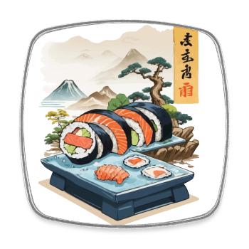 Japon Sushi Nourriture Streetwear Design Esthétique - Magnet carré - blanc - Devant