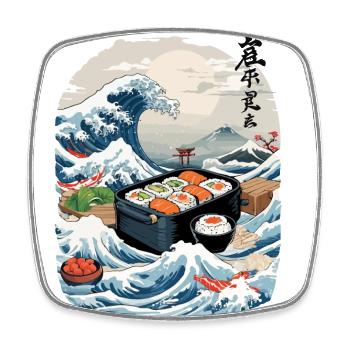 Sushi japonais Ukiyo-E Art Design esthétique - Magnet carré - blanc - Devant