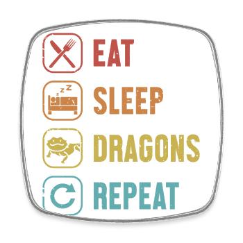 Eat Sleep Dragons Repeat Pogona Pet Lizard - Viereckiger Kühlschrankmagnet - Weiß - Vorne