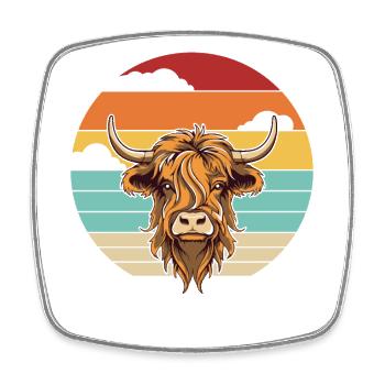 Retro Highland vache éleveur de bovins écossais - Magnet carré - blanc - Devant