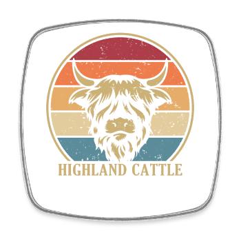 Retro Highland vache éleveur de bovins écossais - Magnet carré - blanc - Devant