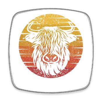 Retro Highland Kuh Highland Färse Züchter - Viereckiger Kühlschrankmagnet - Weiß - Vorne