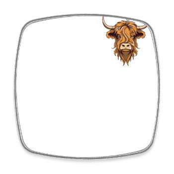 Highland Cattle Logo Emblem Highland Cow Highland - Square fridge magnet - white - Front