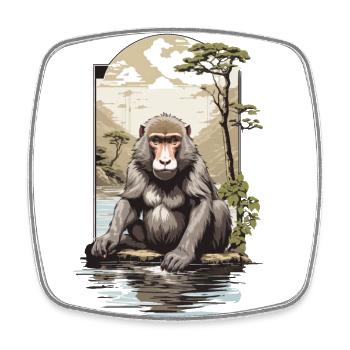 Asiatischer Affe Naturästhetik Affen Design - Viereckiger Kühlschrankmagnet - Weiß - Vorne