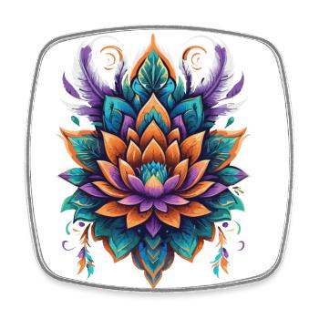 Fleur de vie Lotus spiritualité Design - Magnet carré - blanc - Devant