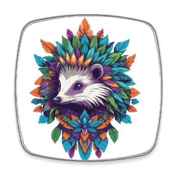 Spiritual Power Animal Badger Mandala - Square fridge magnet - white - Front