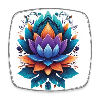 Mandala spirituel Lotus Zen Style esthétique - Magnet carré - blanc - Devant