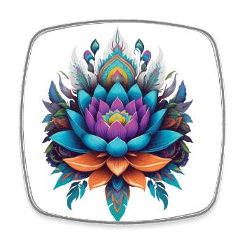 Style esthétique de la vie de fleur de fleur de lotus spirituel - Magnet carré - blanc - Devant