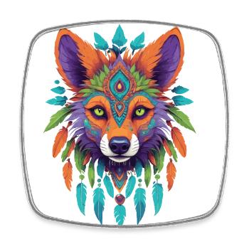 Spirit Schakal Mandala Esoterik Kunst - Viereckiger Kühlschrankmagnet - Weiß - Vorne