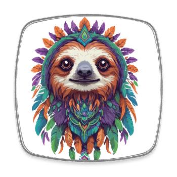 Spiritual Sloth Mandala Power Animal Streetwear - Square fridge magnet - white - Front