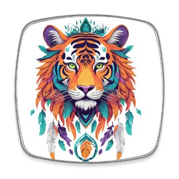Tiger Mandala Spirituelle Kraft Ästhetik - Viereckiger Kühlschrankmagnet - Weiß - Vorne