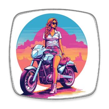 Design esthétique rétro Vaporwave Biker - Magnet carré - blanc - Devant