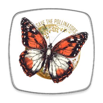 Rettet die Bestäuber - Orange Butterfly - Viereckiger Kühlschrankmagnet - Weiß - Vorne