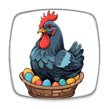 Easter Chicken Colorful Cute Funny Easter Eggs Nest - Square fridge magnet - white - Front