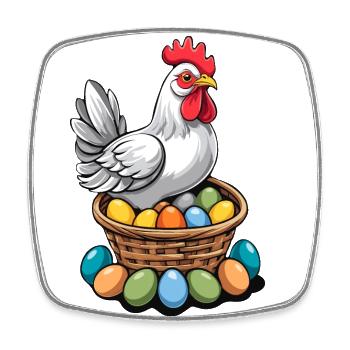 Easter Chicken Colorful Cute Funny Easter Eggs Nest - Square fridge magnet - white - Front