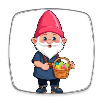 Gnome nordique de Pâques lapin nains - Magnet carré - blanc - Devant