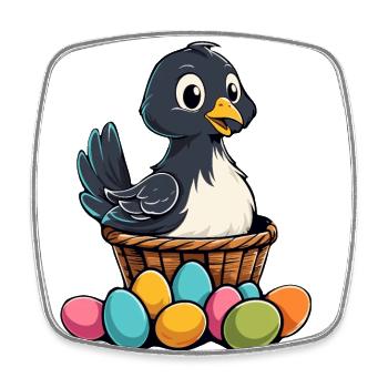 Easter Chicken Colorful Cute Funny Easter Eggs Nest - Square fridge magnet - white - Front