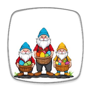 Pâques nordique Gnome lapin de Pâques drôle - Magnet carré - blanc - Devant