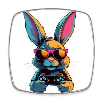 Easter Bunny Gamer & Gaming Streetwear Iconic - Square fridge magnet - white - Front