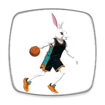 Basketballspieler Osterhase Lustig Streetwear - Viereckiger Kühlschrankmagnet - Weiß - Vorne