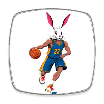 Joueur De Basket-ball Lapin De Pâques Lapin Drôle - Magnet carré - blanc - Devant
