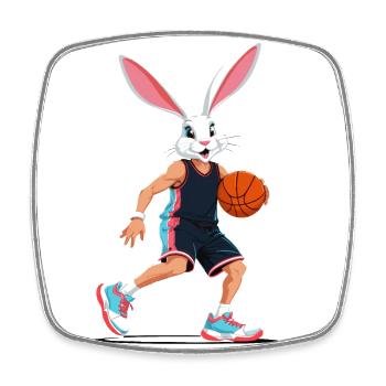 Basketballspieler Osterhase Lustig Streetwear - Viereckiger Kühlschrankmagnet - Weiß - Vorne