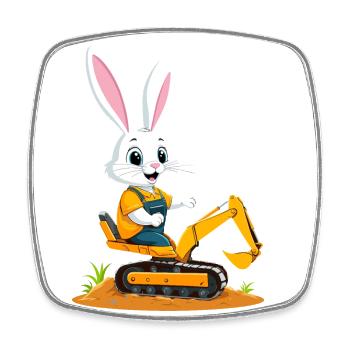 Lapin de Pâques Excavatrice Conducteur Drôle Oeufs De Pâques Creuser - Magnet carré - blanc - Devant