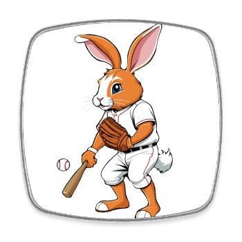 Baseballspieler Osterhase Lustiges Ostern - Viereckiger Kühlschrankmagnet - Weiß - Vorne