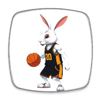 Joueur de basket-ball lapin de Pâques drôle streetwear - Magnet carré - blanc - Devant