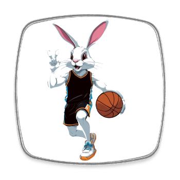 Basketballspieler Osterhase Lustig Streetwear - Viereckiger Kühlschrankmagnet - Weiß - Vorne