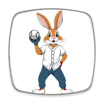 Baseball Player, Easter Bunny, Easter, Baseball - Square fridge magnet - white - Front