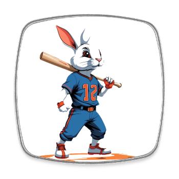 Baseball Player, Easter Bunny, Easter, Baseball - Square fridge magnet - white - Front