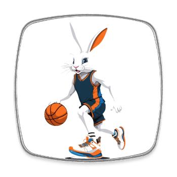 Lapin de Pâques joueur de basket-ball dans le style streetwear - Magnet carré - blanc - Devant